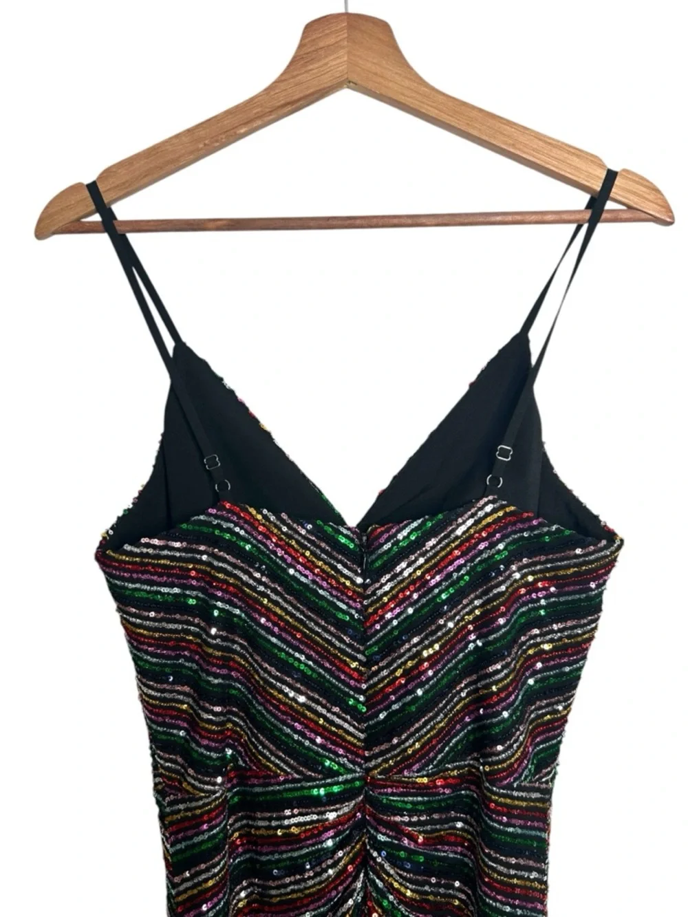 Dress the Population Viviane Rainbow Sequin Ruched Mini Dress Size Medium - Picture 5 of 10